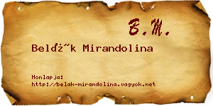 Belák Mirandolina névjegykártya